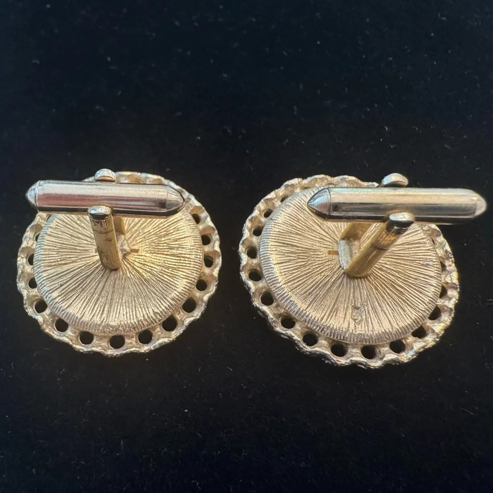 Swank Roman Janus Gold Plated Blue Cameo Cufflinks